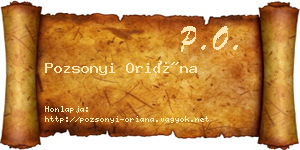 Pozsonyi Oriána névjegykártya